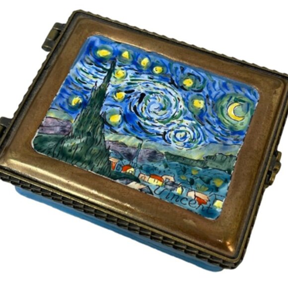 COPY - Vintage Kelvin Chen Van Gogh Stary Night Trinket Box - Picture 4 of 5